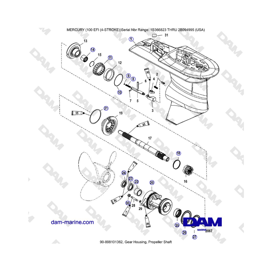 Mercruiser EFI 100 (4-STROKE) - Gear Housing, Propeller Shaft