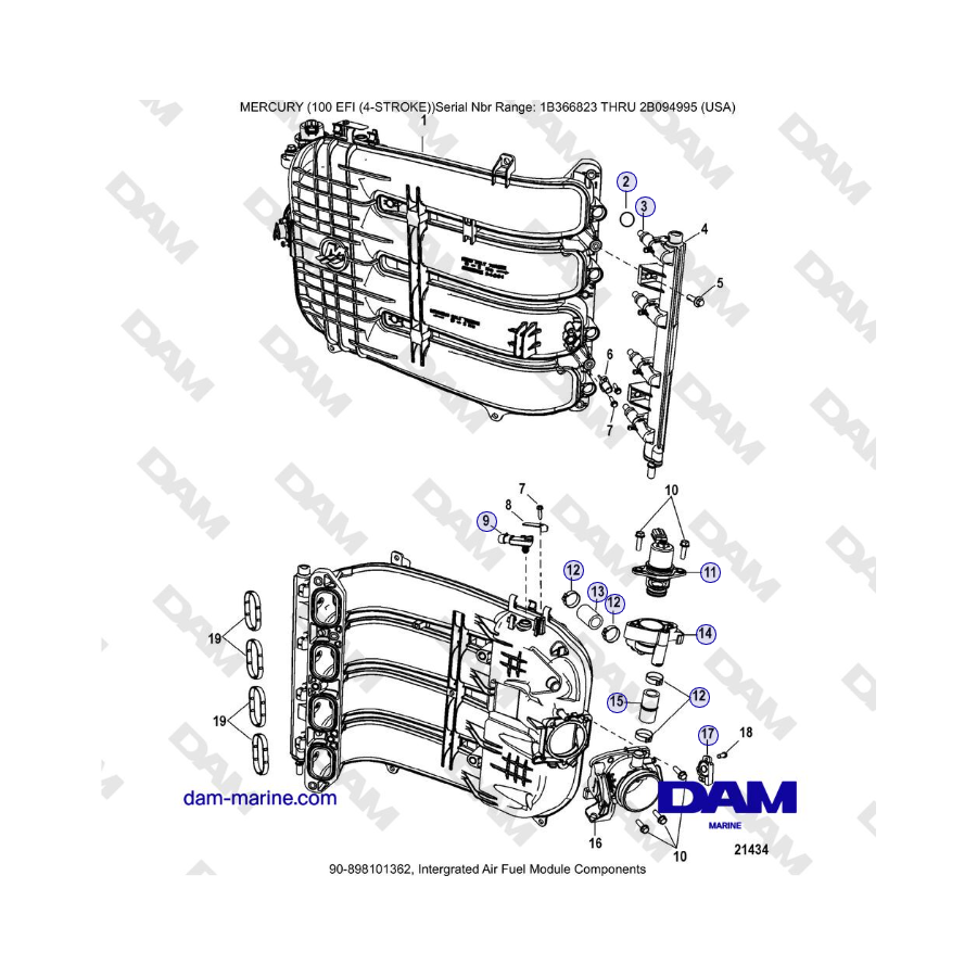 Mercruiser EFI 100 (4-STROKE) - Intergrated Air Fuel Module Components