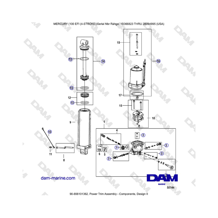 Mercruiser EFI 100 (4-STROKE) - Power Trim Assembly - Components, Design II