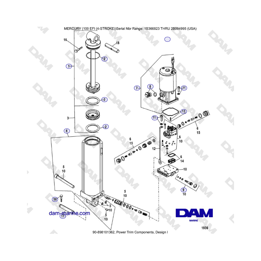 Mercruiser EFI 100 (4-STROKE) - Power Trim Components, Design I