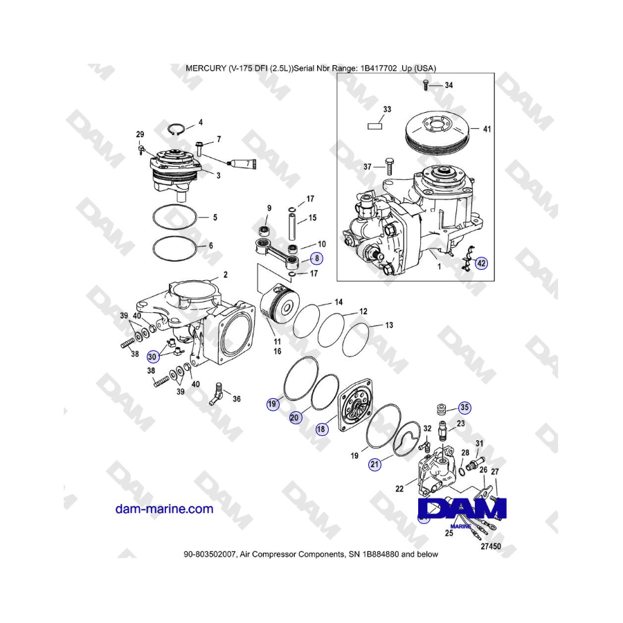 Mercury 175 Verado - Air compressor components