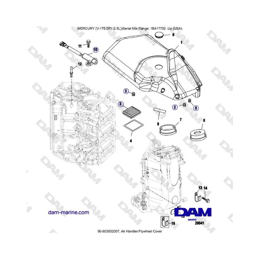 Mercury 175 Verado - Air Handler/Flywheel Cover