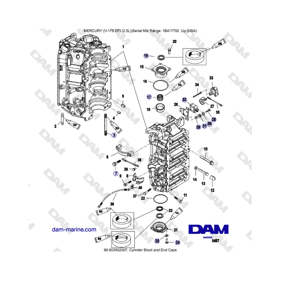 Mercury Verado 175 - Cylinder Block and End Caps