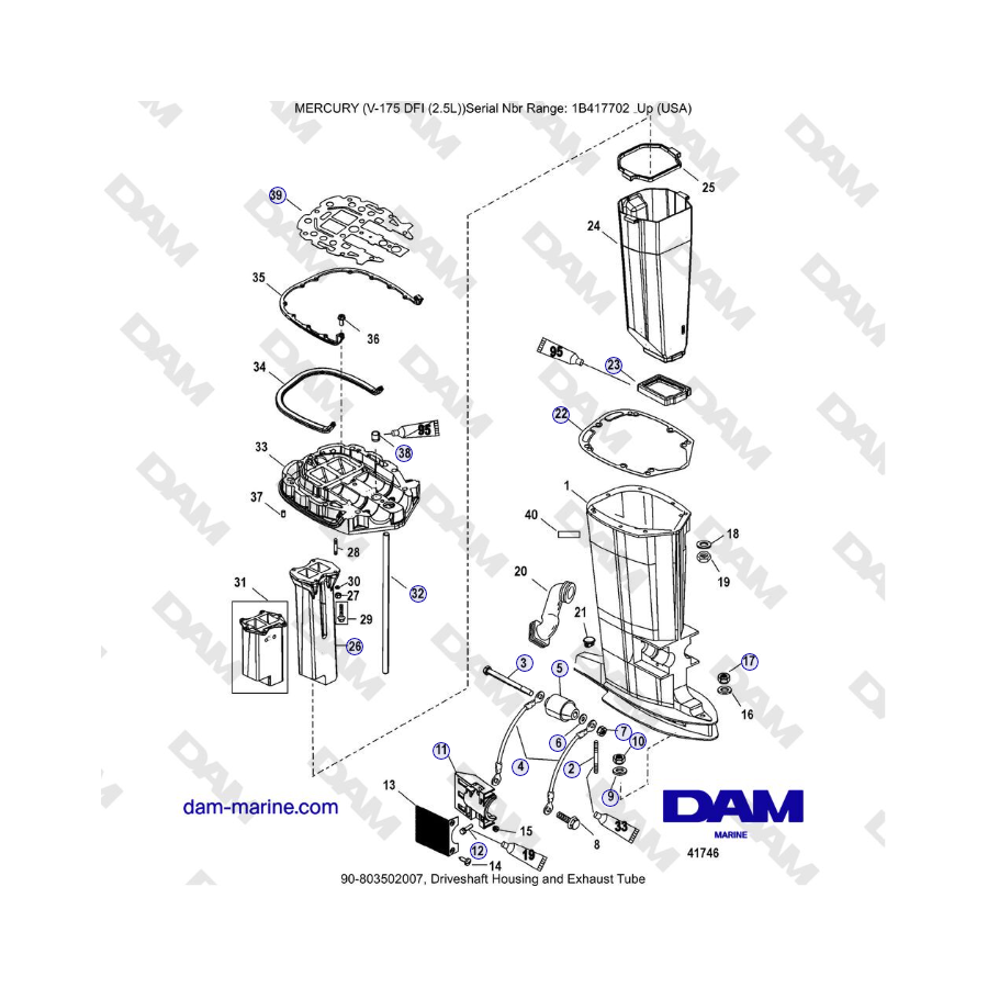 Mercury Verado 175 - Driveshaft Housing and Exhaust Tube