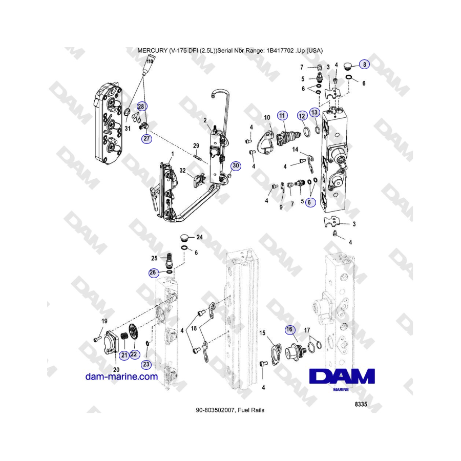 Mercury Verado 175 - Fuel Rails