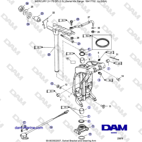 Mercury Verado 175 - Swivel Bracket and Steering Arm