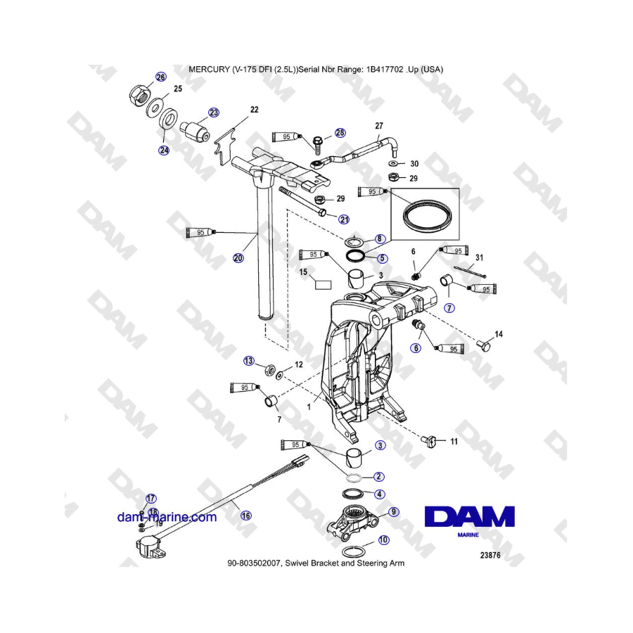 Mercury Verado 175 - Swivel Bracket and Steering Arm