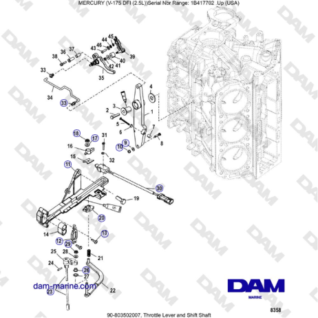 Mercury Verado 175 - Throttle Lever and Shift Shaft