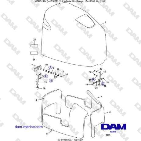 Mercury Verado 175 - Top Cowl