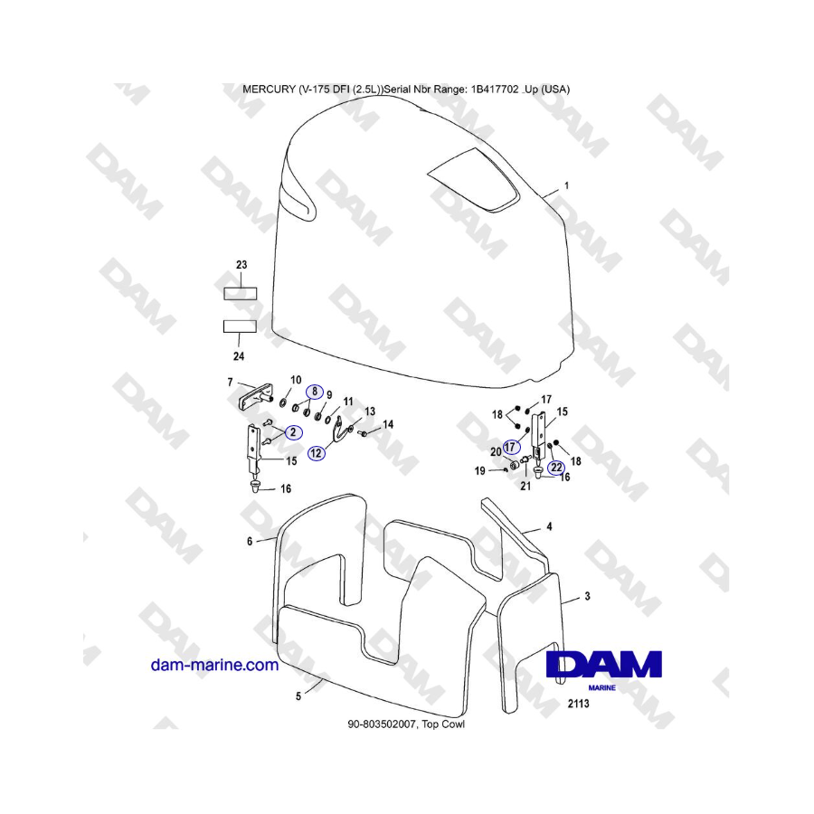 Mercury Verado 175 - Top Cowl