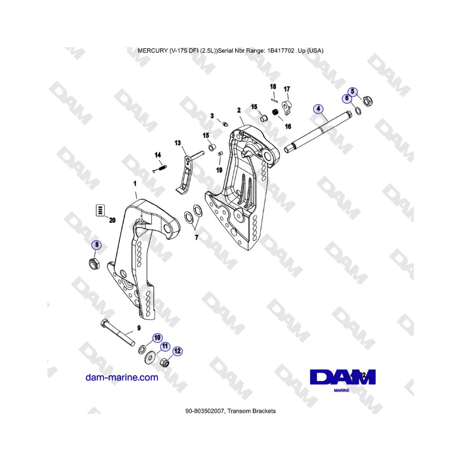 Mercury Verado 175 - Transom Brackets