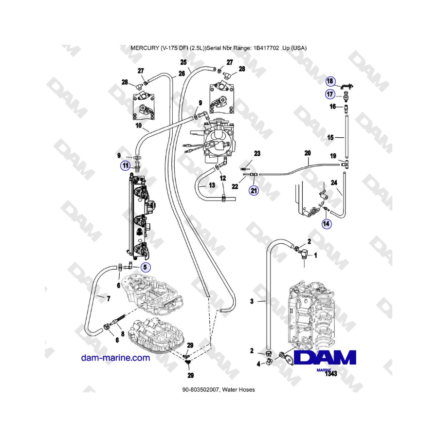 Mercury Verado 175 - Water Hoses