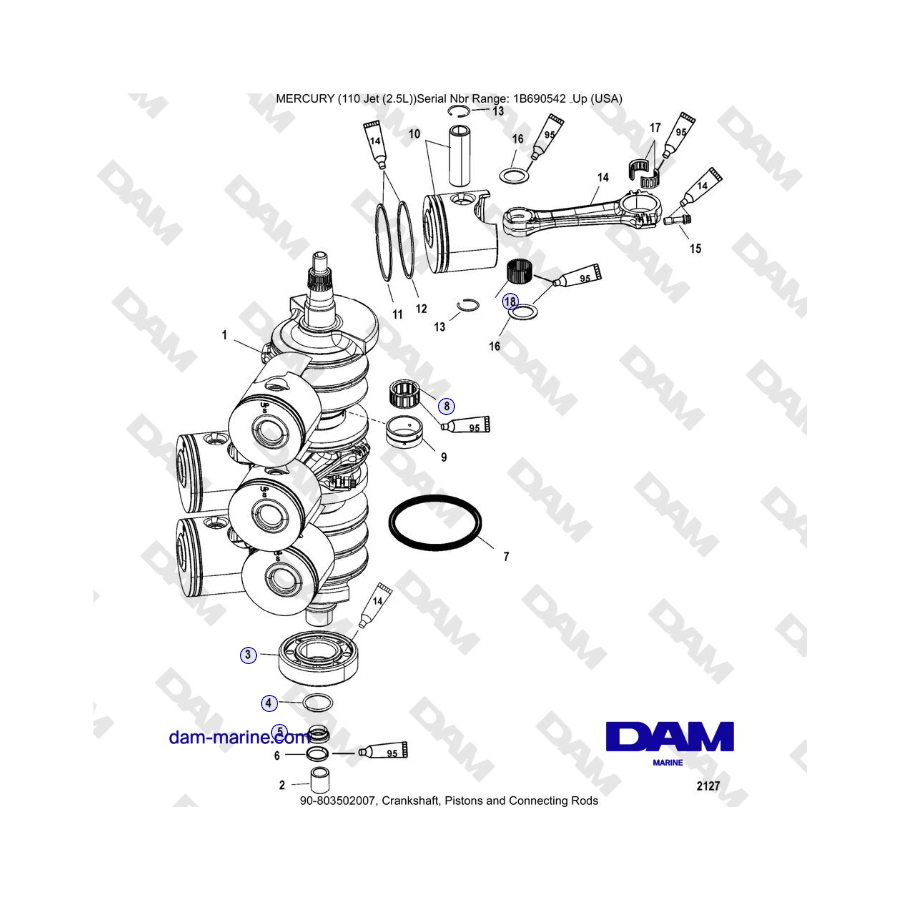 Mercury EFI 110 - Crankshaft, Pistons and Connecting Rods