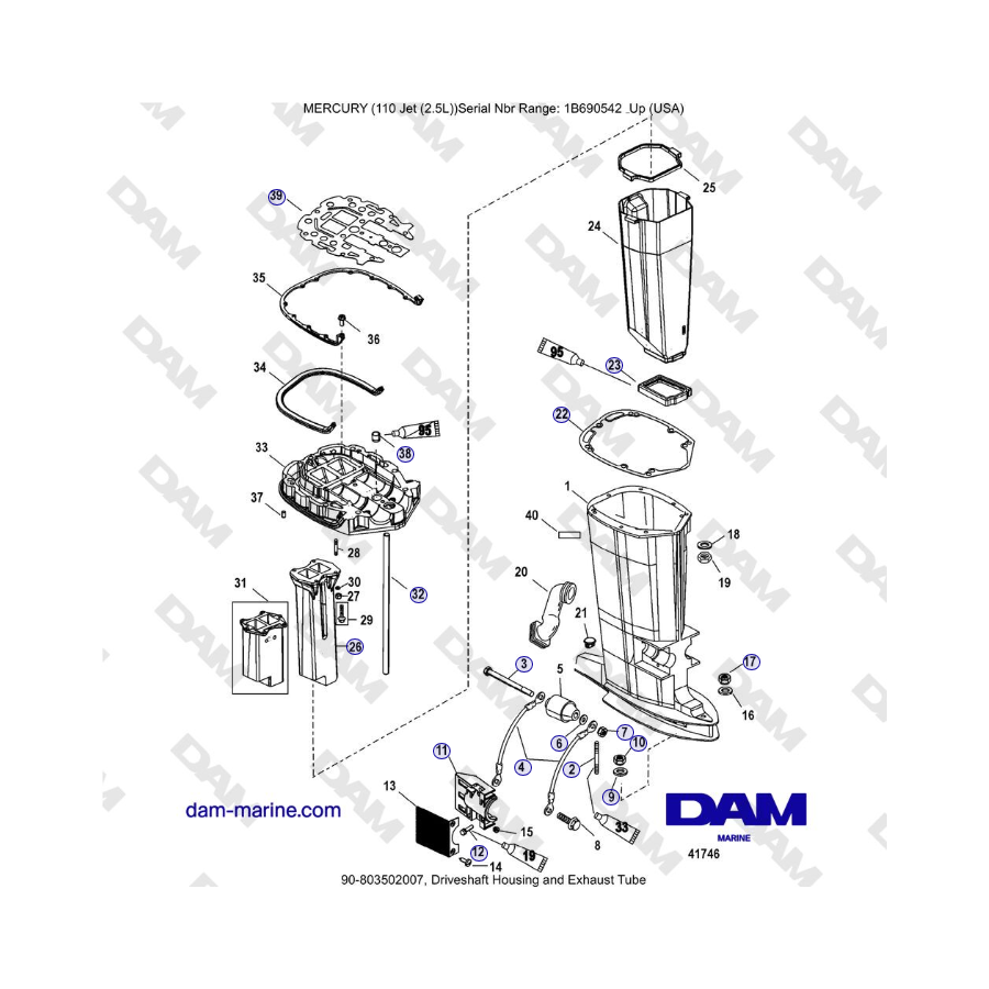 Mercury 110 EFI - Driveshaft Housing and Exhaust Tube