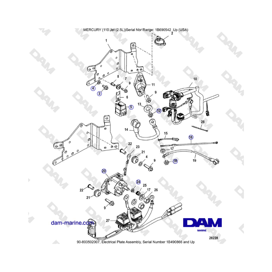 Mercury 110 EFI - Electrical Plate Assembly, Serial Number 1B490866 and Up