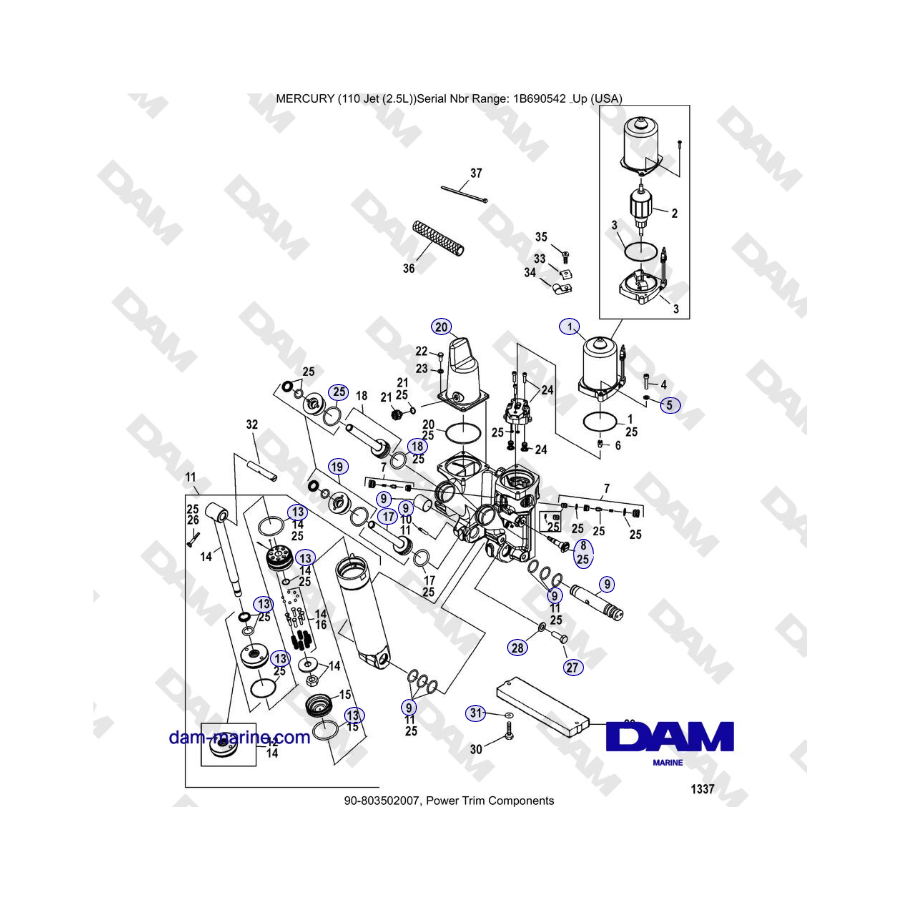 Mercury 110 EFI - Power Trim Components