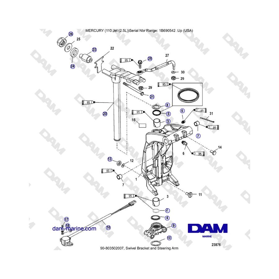 Mercury 110 EFI - Swivel Bracket and Steering Arm