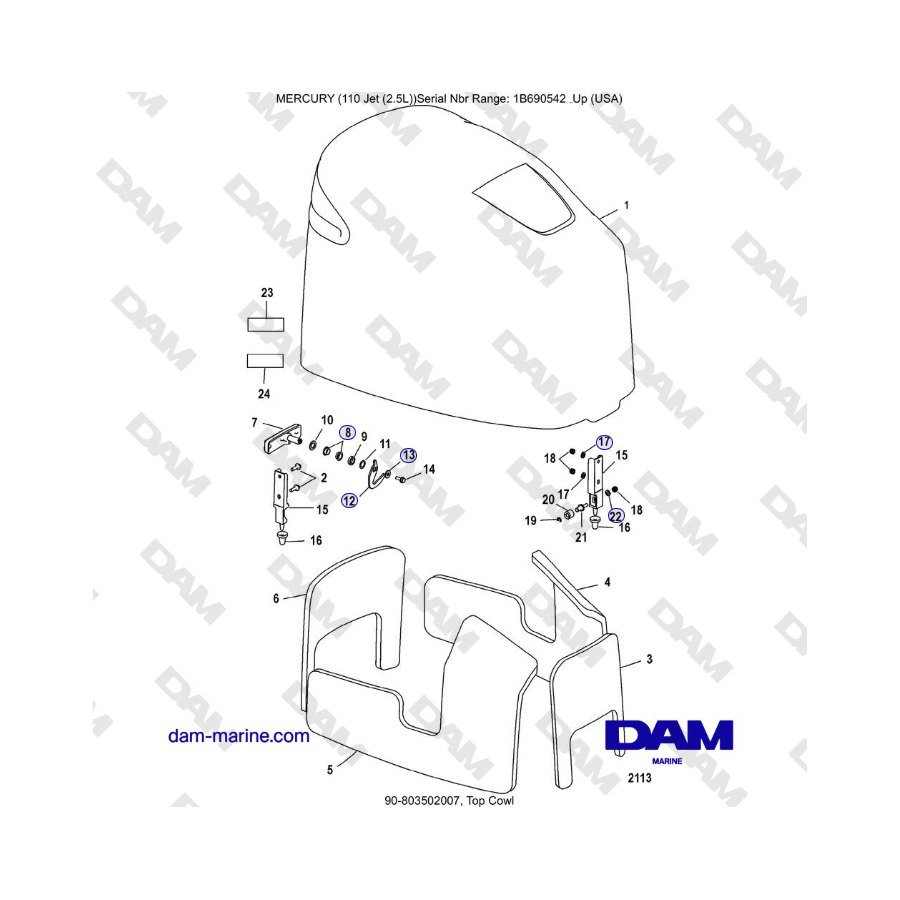 Mercury 110 EFI - Top Cowl