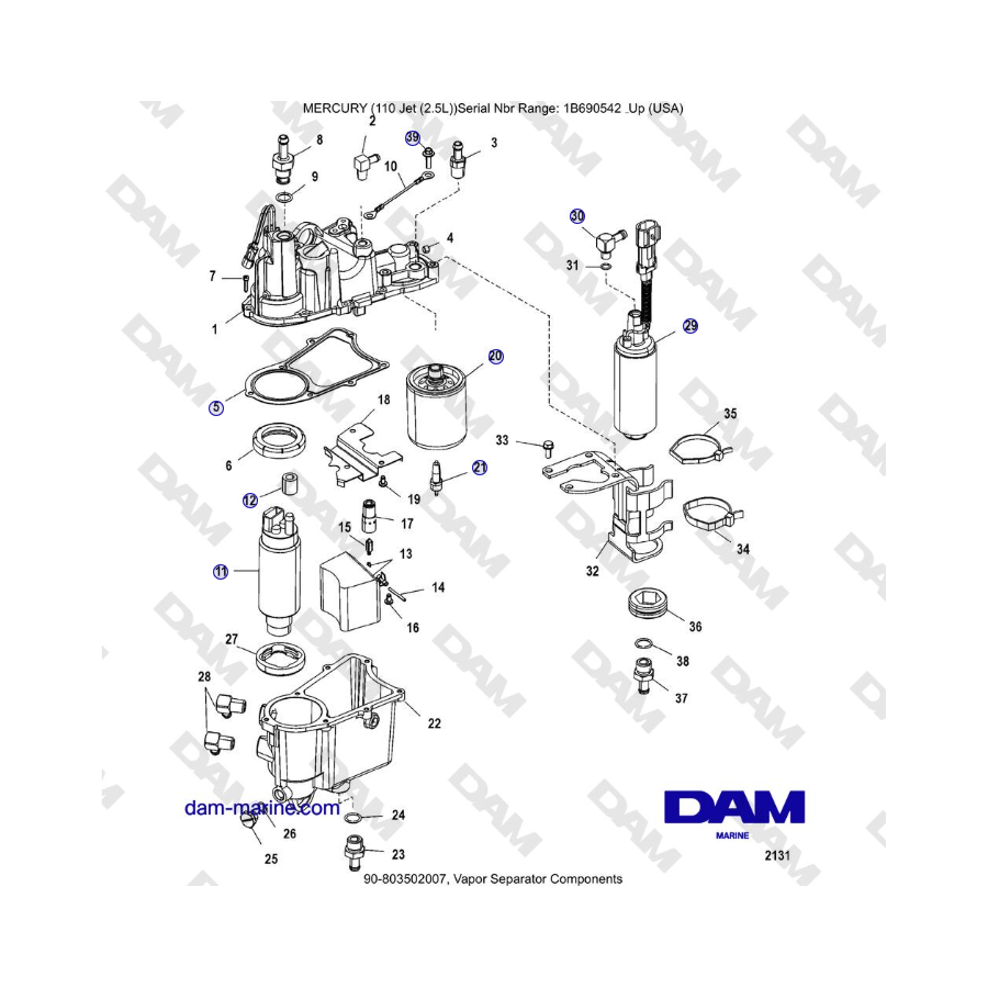 Mercury 110 EFI - Vapor Separator Components