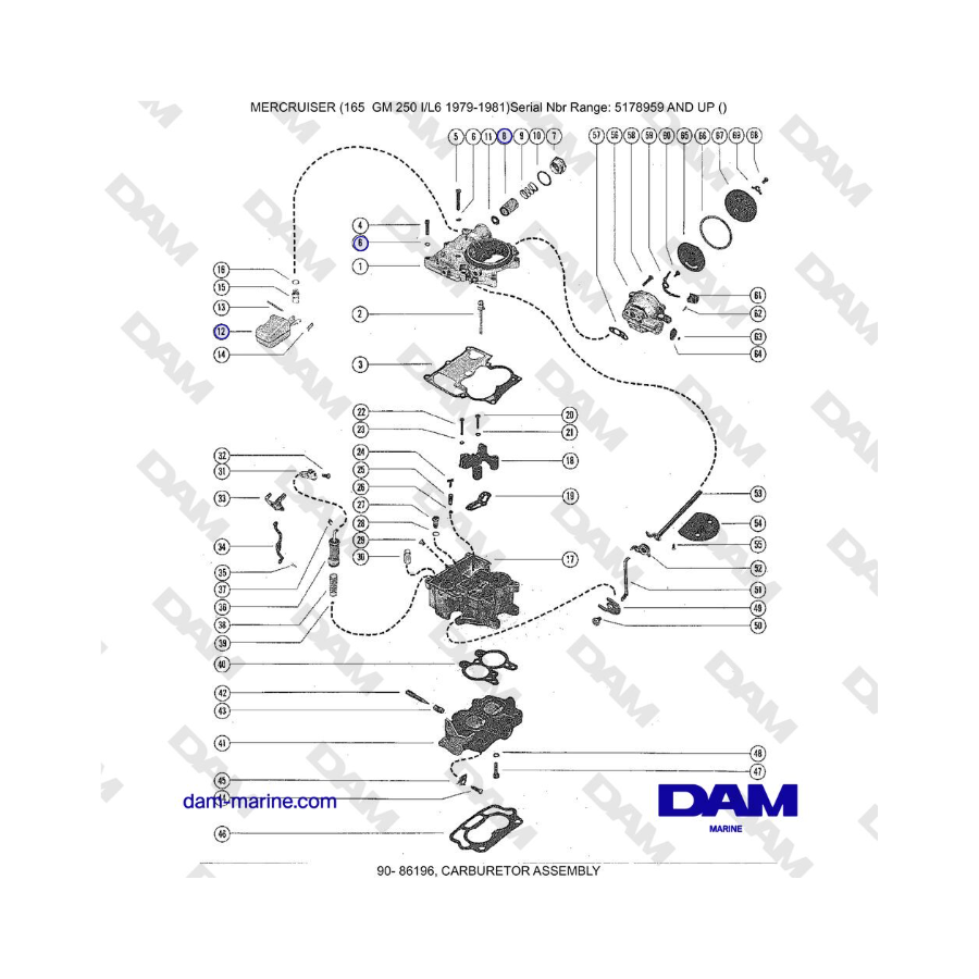 Mercruiser 165 - CARBURETOR ASSEMBLY