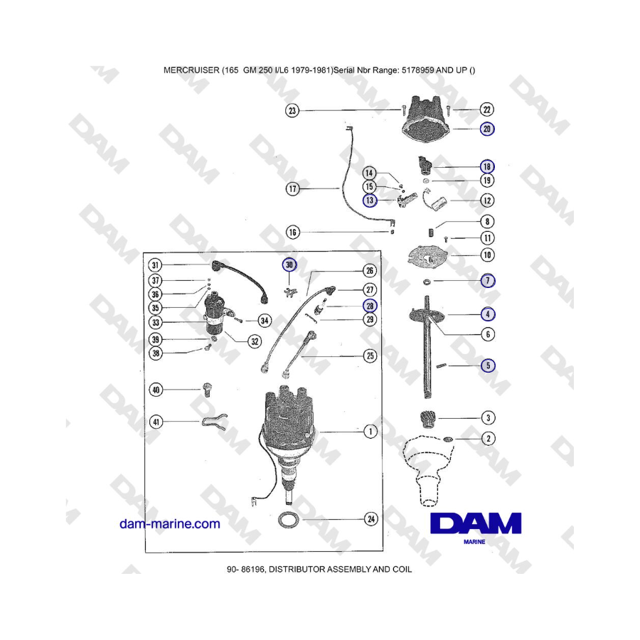 Mercruiser 165 - DISTRIBUTOR ASSEMBLY AND COIL