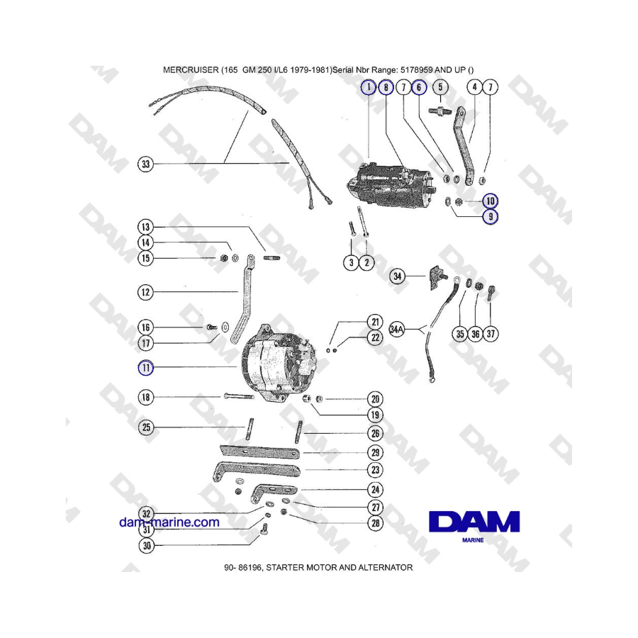 Mercruiser 165 - STARTER MOTOR AND ALTERNATOR