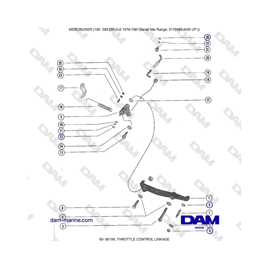 Mercruiser 165 - THROTTLE CONTROL LINKAGE