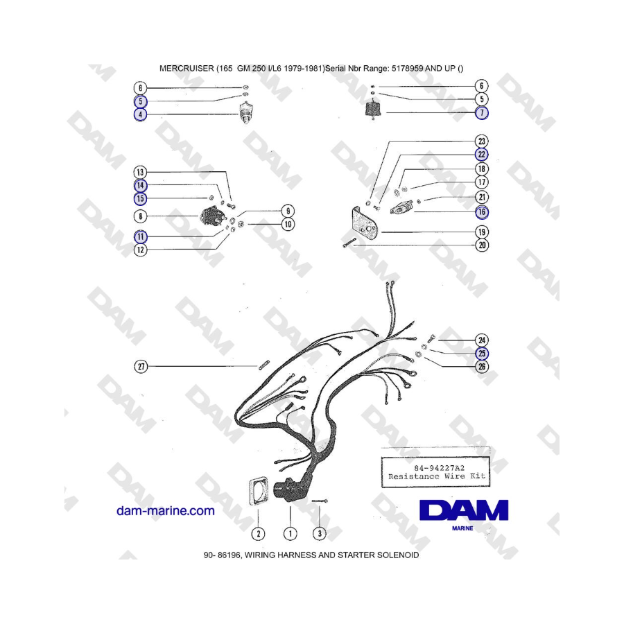 Mercruiser 165 - WIRING HARNESS AND STARTER SOLENOID