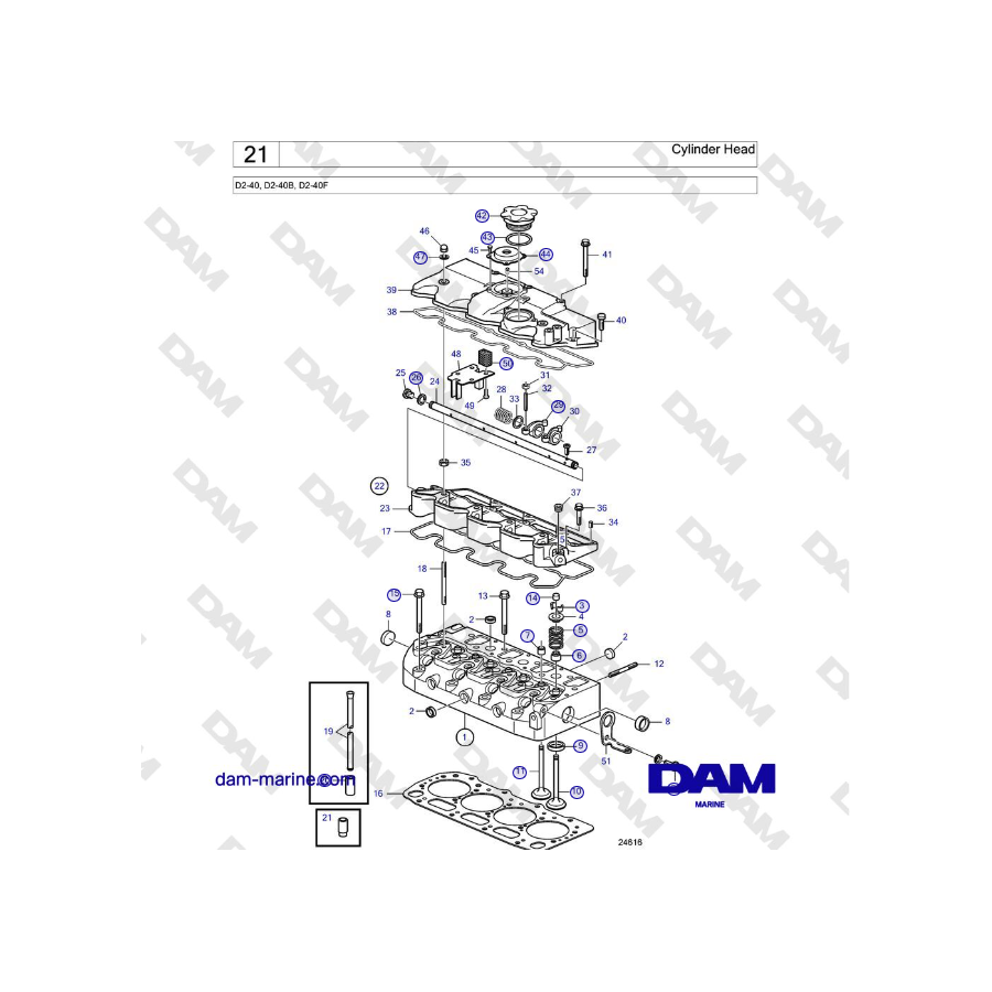 Volvo Penta D2-40, D2-40B, D2-40F - Cylinder Head