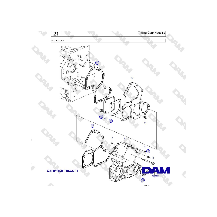 Volvo Penta D2-40, D2-40B - Timing Gear Housing