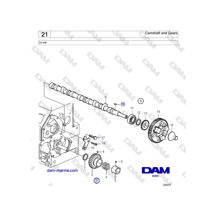 Volvo Penta  D2-40F - Camshaft and Gears