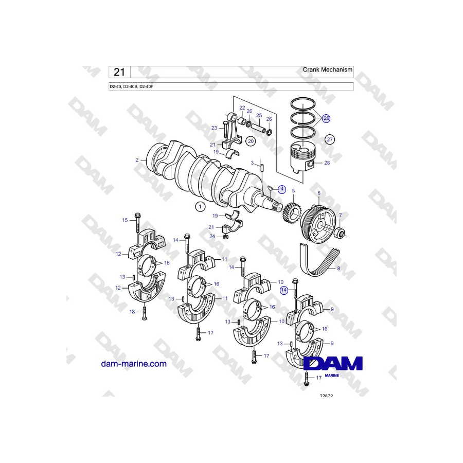 Volvo Penta  D2-40, D2-40B, D2-40F - Crank Mechanism