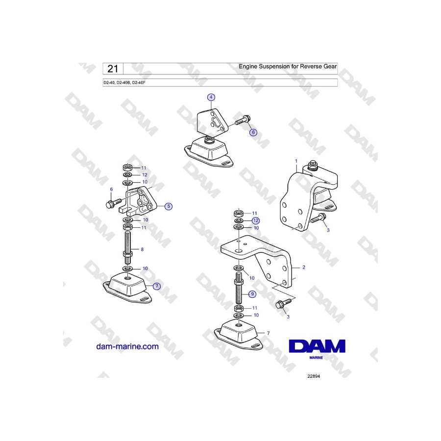 Volvo Penta D2-40, D2-40B, D2-40F - Engine Suspension for Reverse Gear