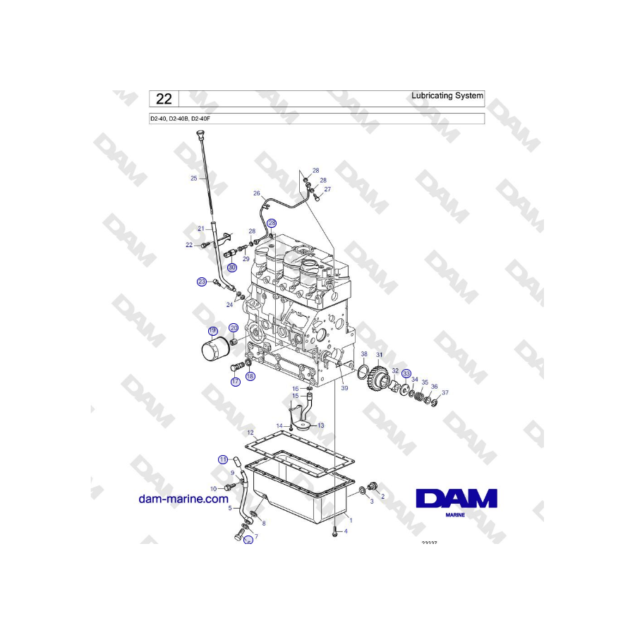 Volvo Penta D2-40, D2-40B, D2-40F - Lubricating System