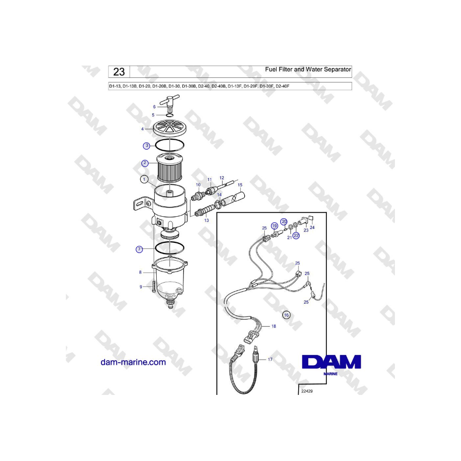 Volvo Penta D2-40, D2-40B, D2-40F - Fuel Filter and Water Separator