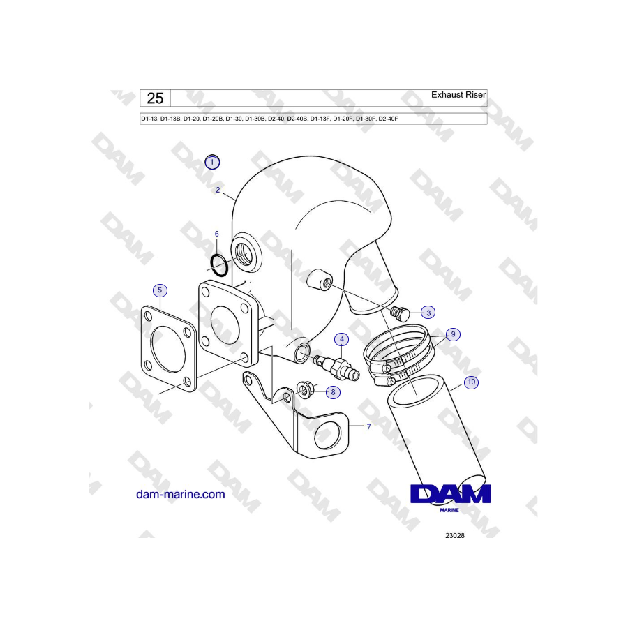 Volvo Penta D2-40, D2-40B, D2-40F - Exhaust Riser