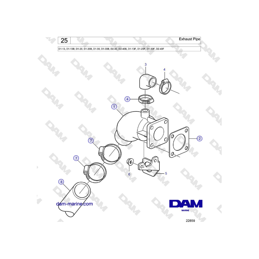 Volvo Penta D2-40, D2-40B, D2-40F - Exhaust Pipe