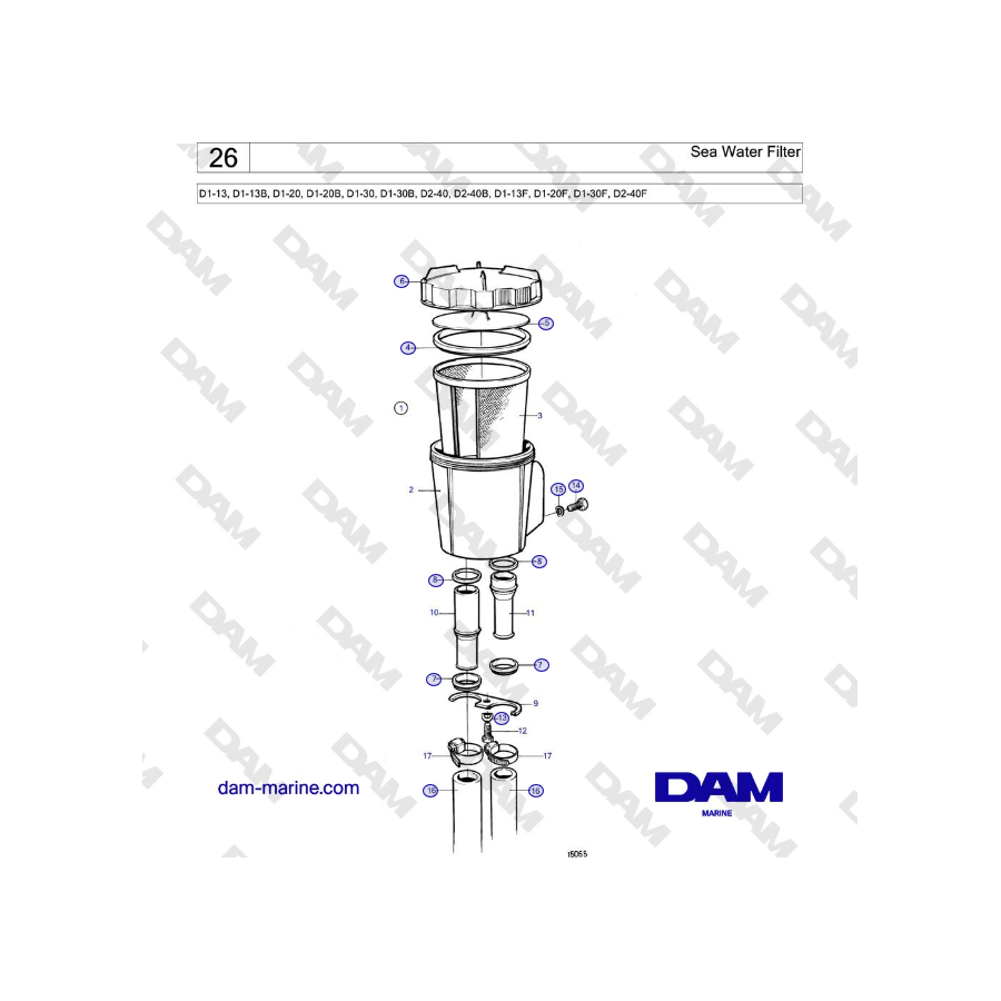 Volvo Penta D2-40, D2-40B, D2-40F - Sea Water Filter