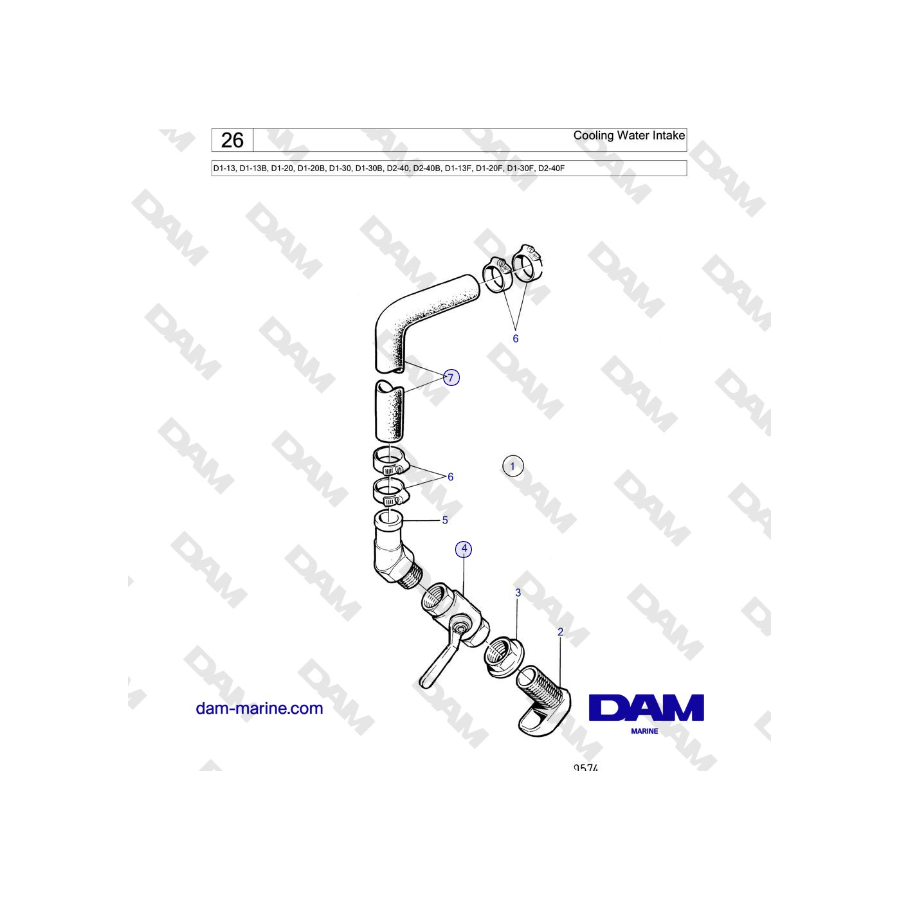 Volvo Penta  D2-40, D2-40B, D2-40F - Cooling Water Intake