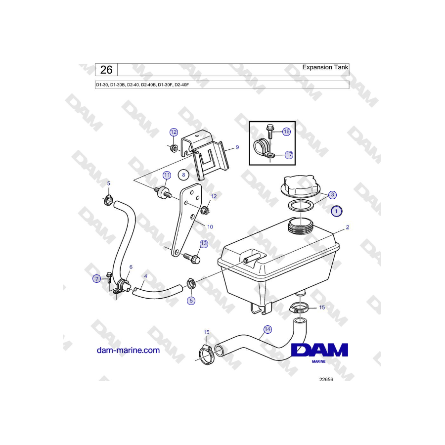 Volvo Penta D2-40, D2-40B, D2-40F - Expansion Tank