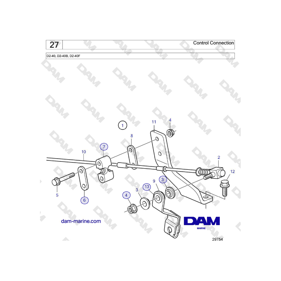 Volvo Penta D2-40, D2-40B, D2-40F - Control Connection