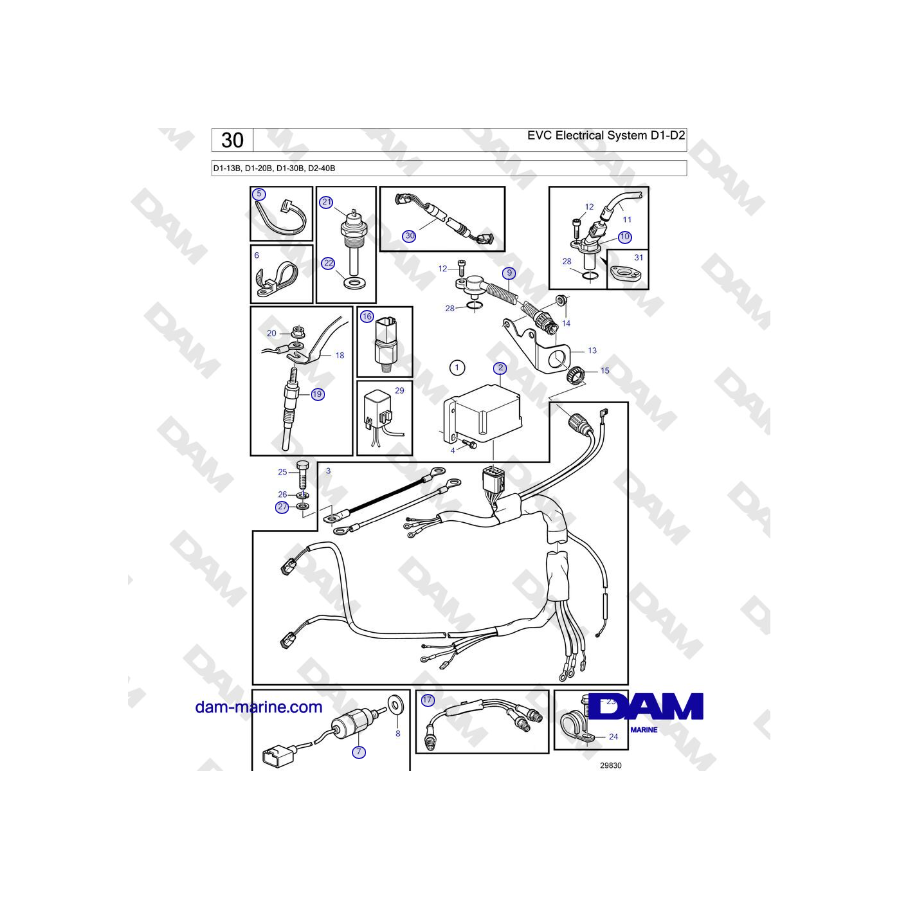 Volvo Penta D2-40B - EVC Electrical System D1-D2