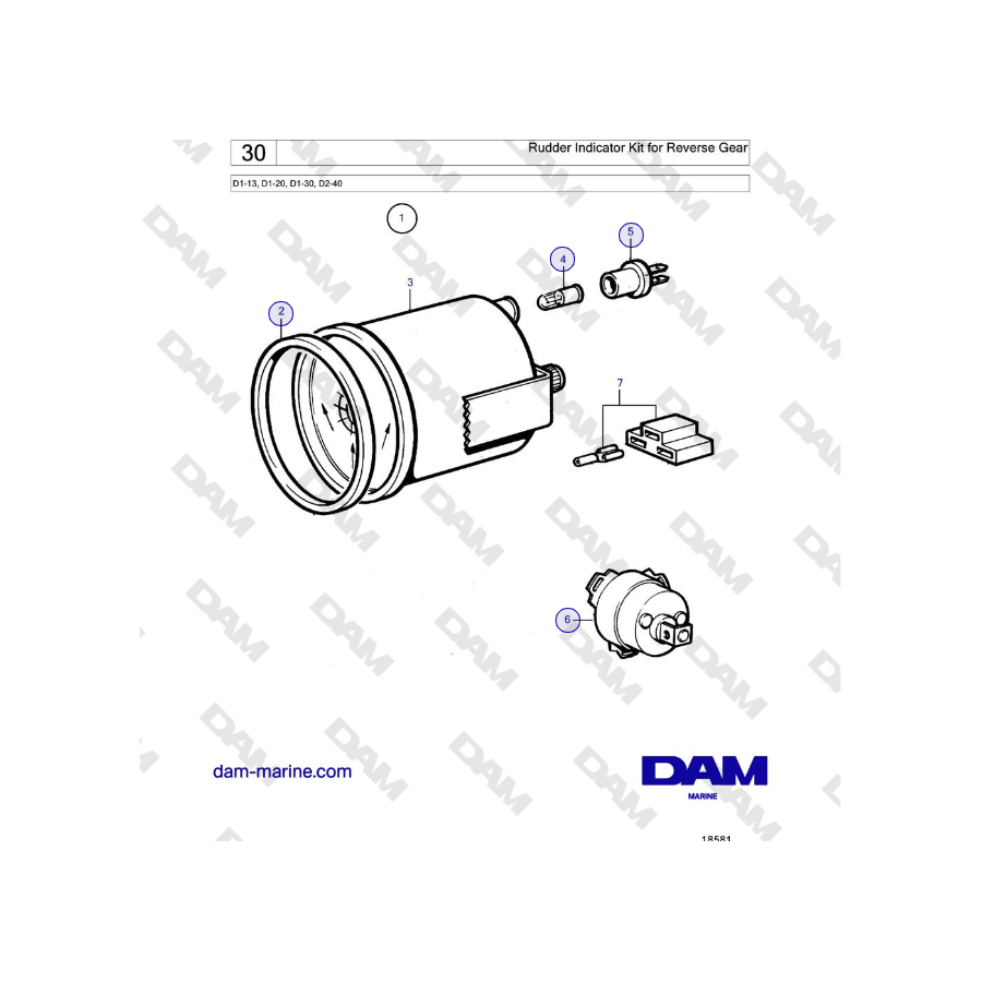 Volvo Penta D2-40 - Rudder Indicator Kit for Reverse Gear