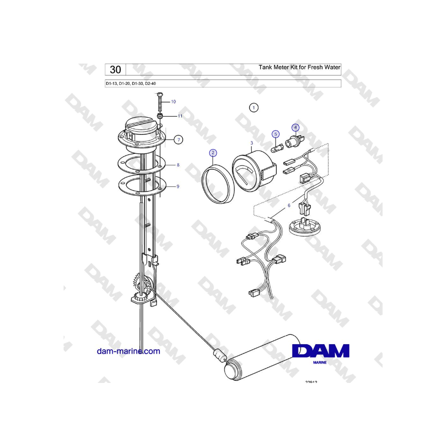 Volvo Penta D2-40 - Tank Meter Kit for Fresh Water