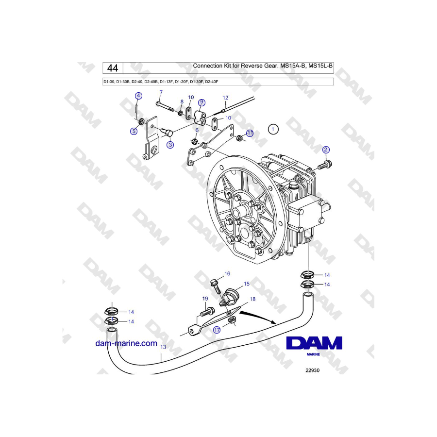 Volvo Penta D2-40 - Connection Kit for Reverse Gear. MS15A-B, MS15L-B