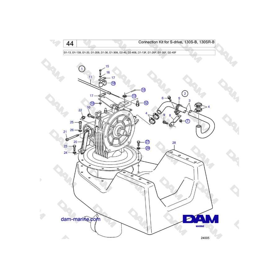 Volvo Penta D2-40 - Connection Kit for S-drive, 130S-B, 130SR-B