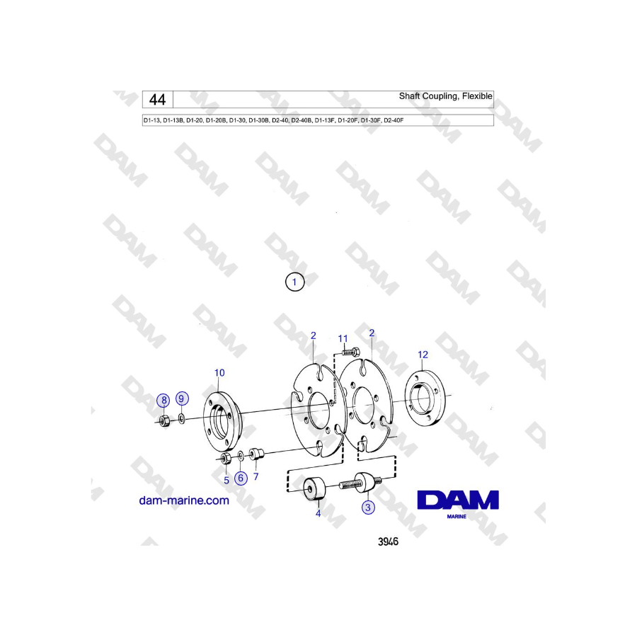 Volvo Penta D2-40, D2-40B, D2-40F - Shaft Coupling, Flexible