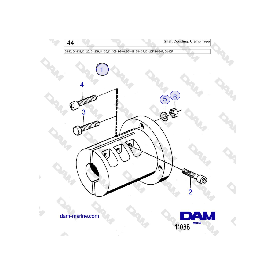 Volvo Penta  D2-40, D2-40B, D2-40F - Shaft Coupling, Clamp Type