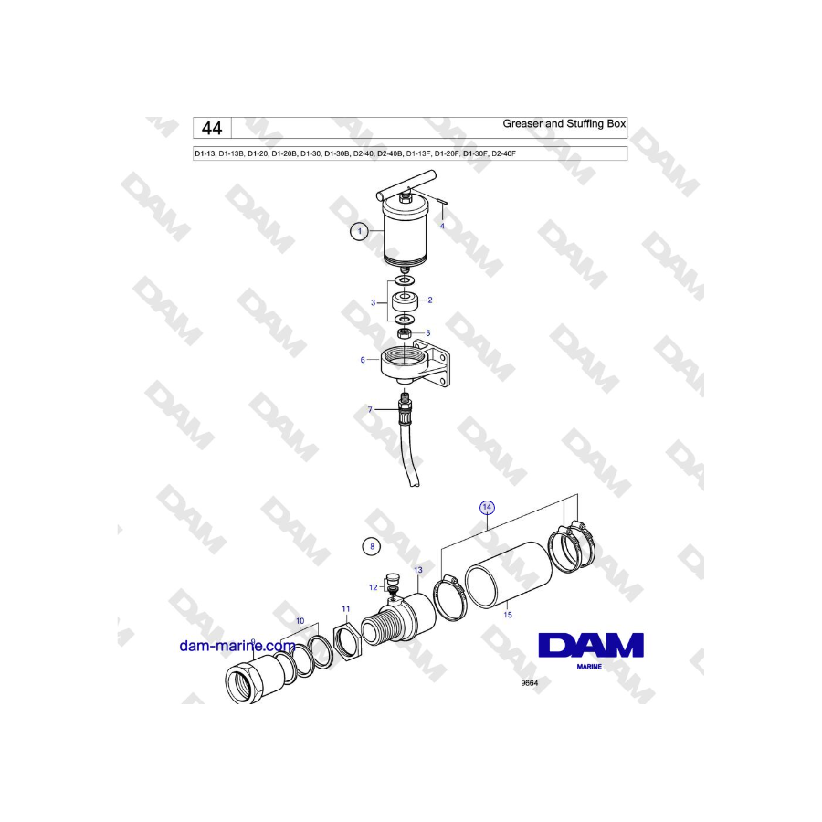 Volvo Penta D2-40, D2-40B, D2-40F - Greaser and Stuffing Box