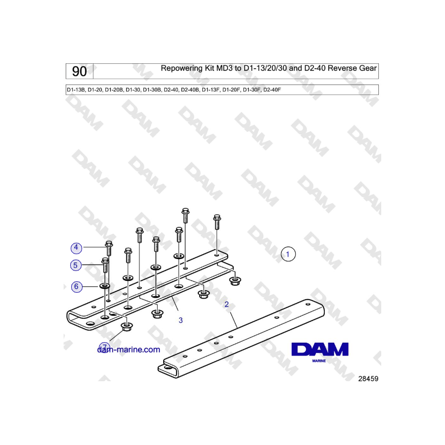 Volvo Penta D2-40, D2-40B, D2-40F - Repowering Kit MD3 to D1-13/20/30 and D2-40 Reverse Gear